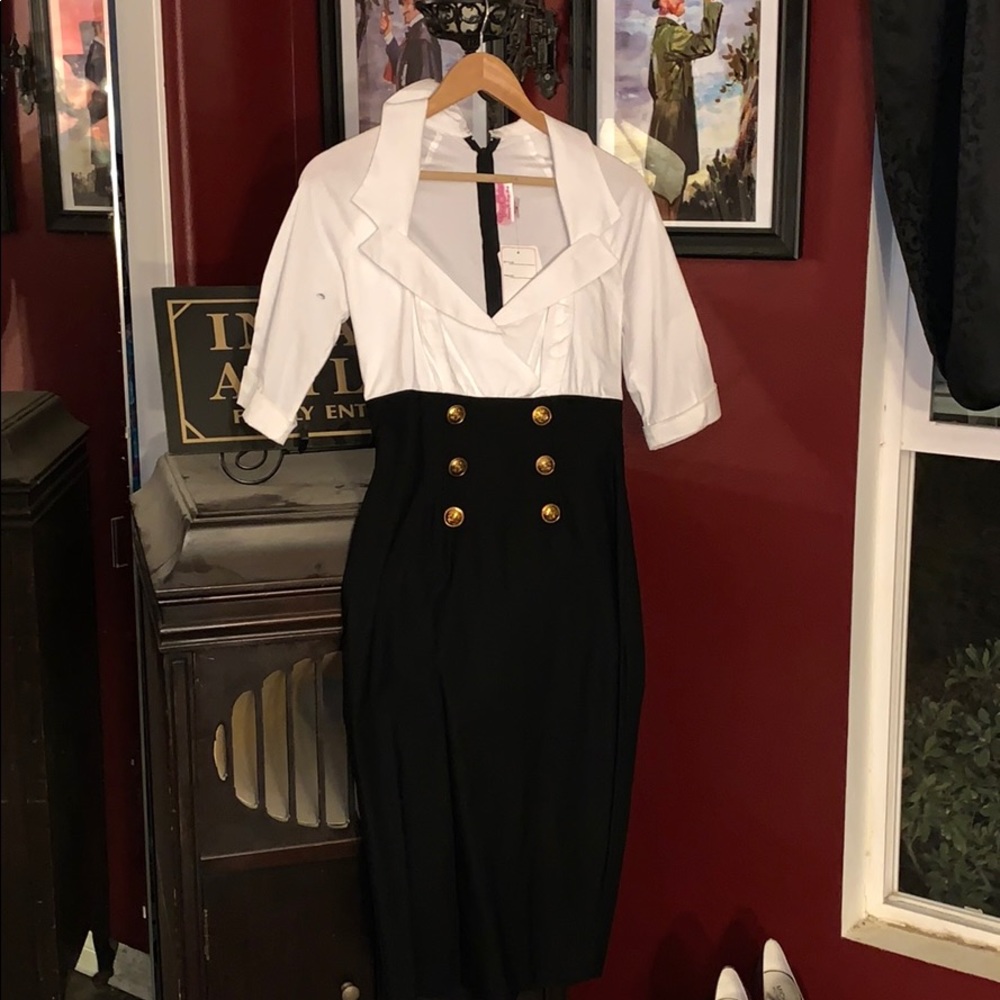 Pinup Couture Black and White Dress